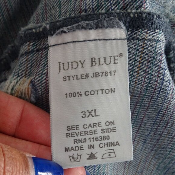 Judy Blue Distressed Ripped Denim Jacket Women Size 3XL Button Up  JB7817 - Picture 8 of 12